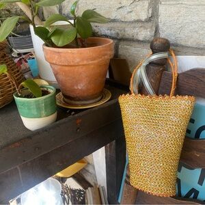 New orange colorful all over sequin sparkle straw purse bag